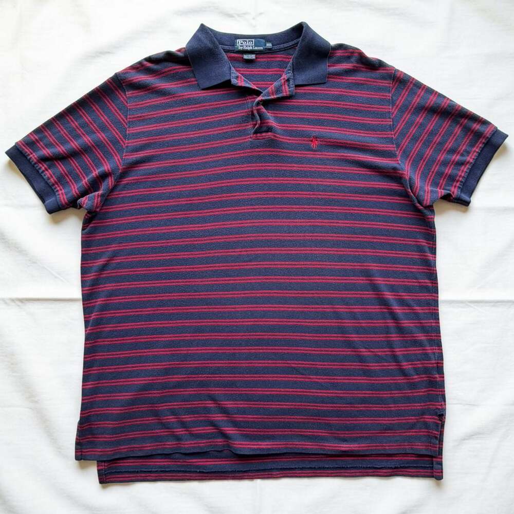 Polo Ralph Lauren Striped Short Sleeve Polo Shirt Navy Red XXL